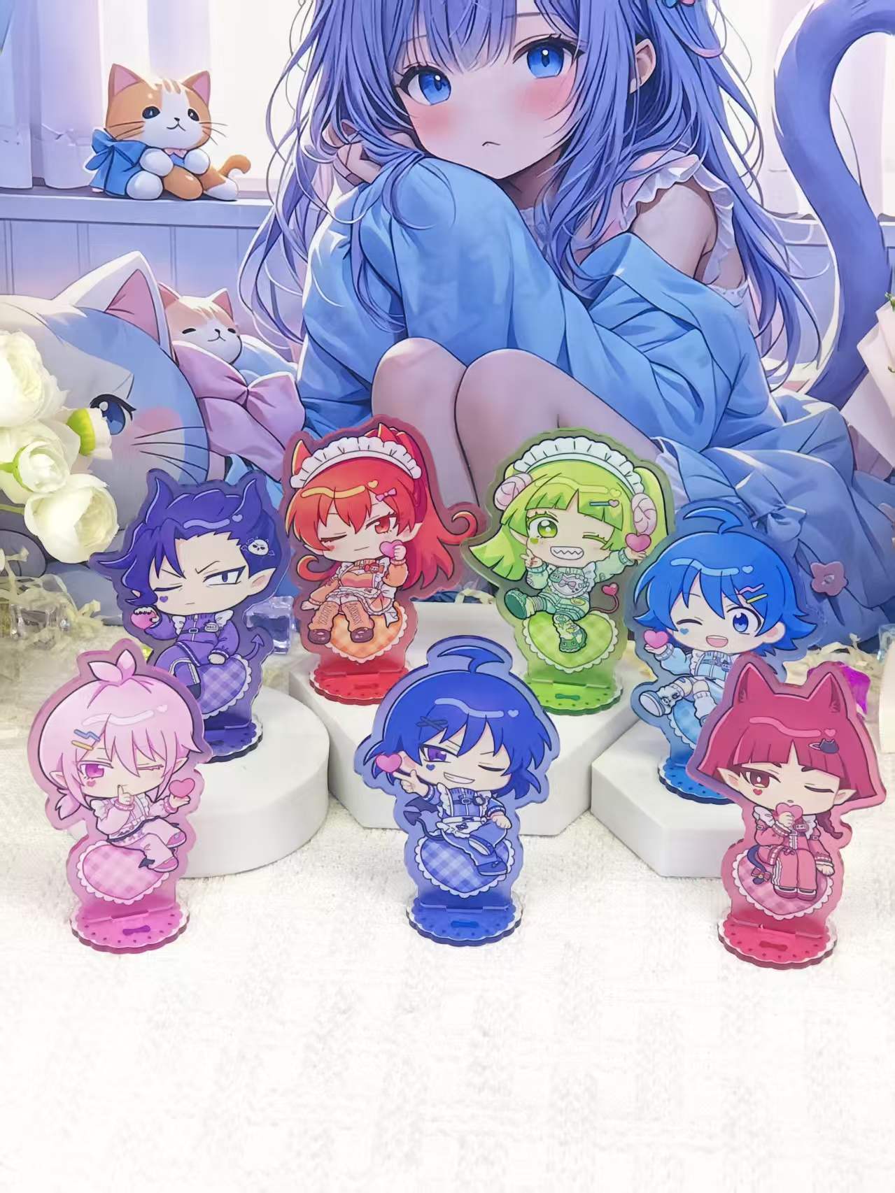 Desk Accessories - Set Figur Akrilik Gaya Pelayan Chibi