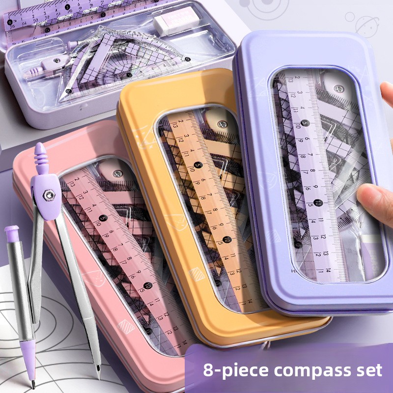 8 Buah Set Alat Geometri untuk - Math Geometry Set With Compass ulasan dan harga